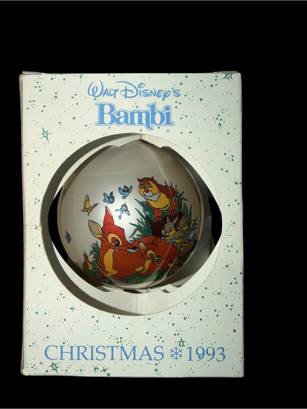 Walt Disney Bambi Christmas Ornament - White with Red & Green Artwork